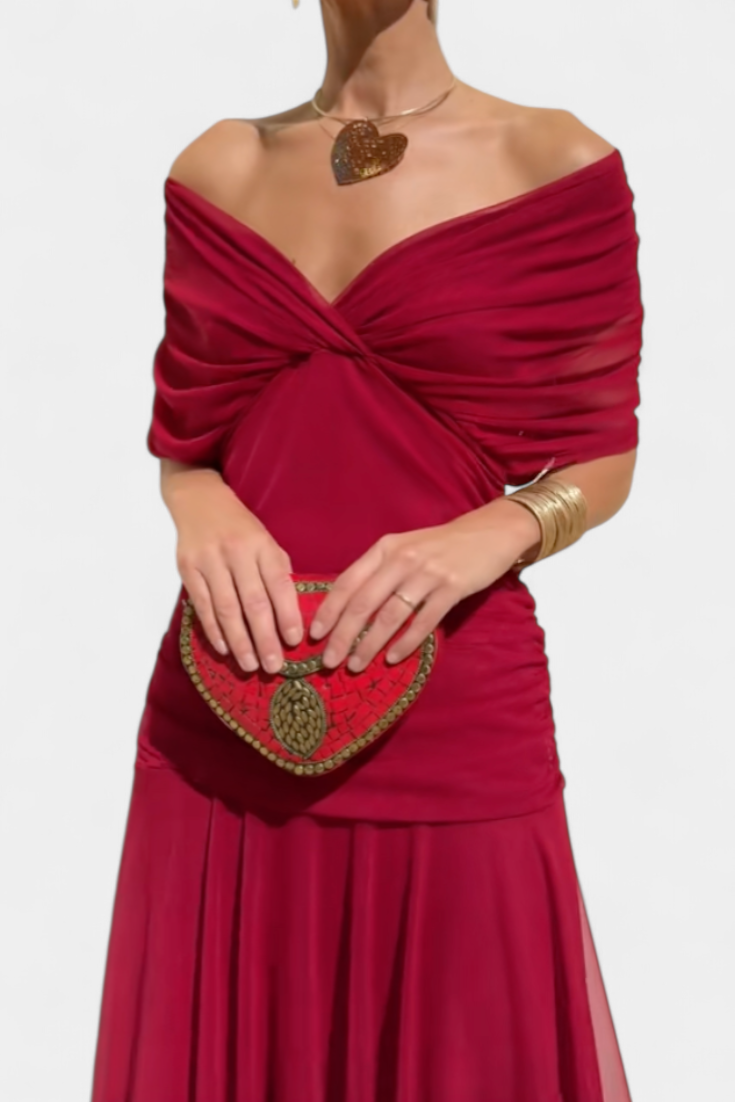 Elegant sleeveless women's maxi dress, flattering with a distinct pleated wrapped waist.