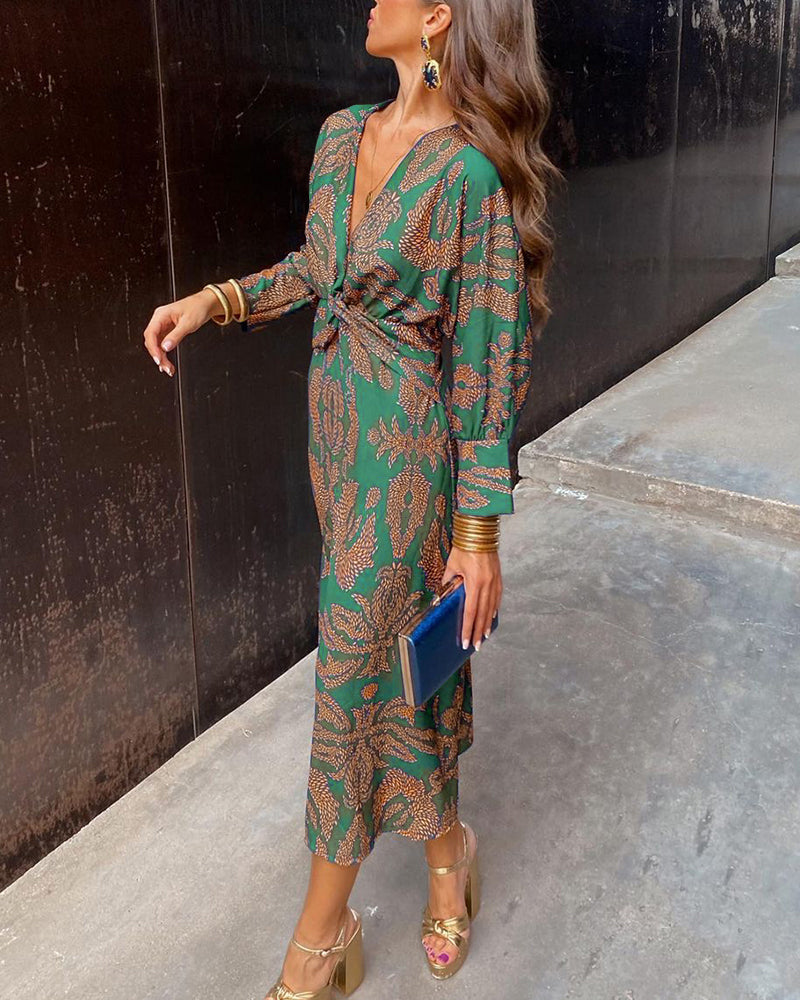 Chic women's party wear maxi dress with a stylish knot, suitable for evening functions.