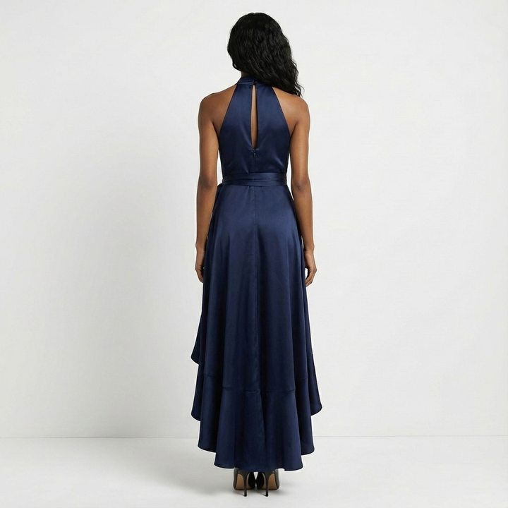 Women's elegant evening wear: a tie-waist maxi dress, perfect as a wedding guest or formal celebration gown.