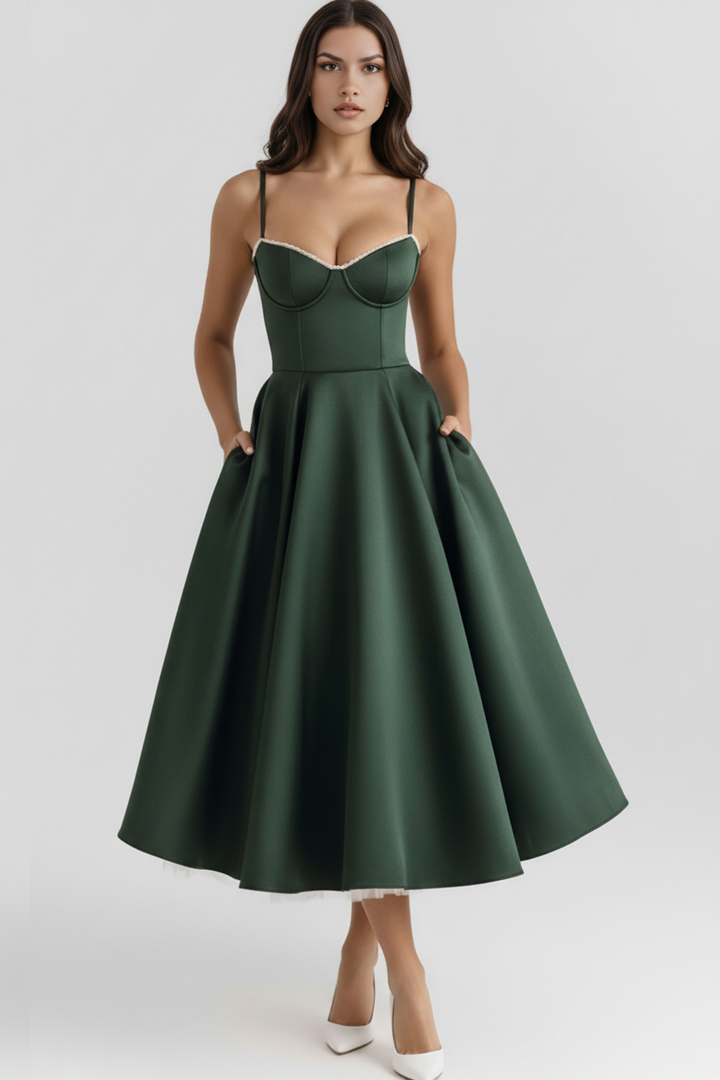 Women's elegant party midi dress, perfect for celebrations, evening events or special occasions.