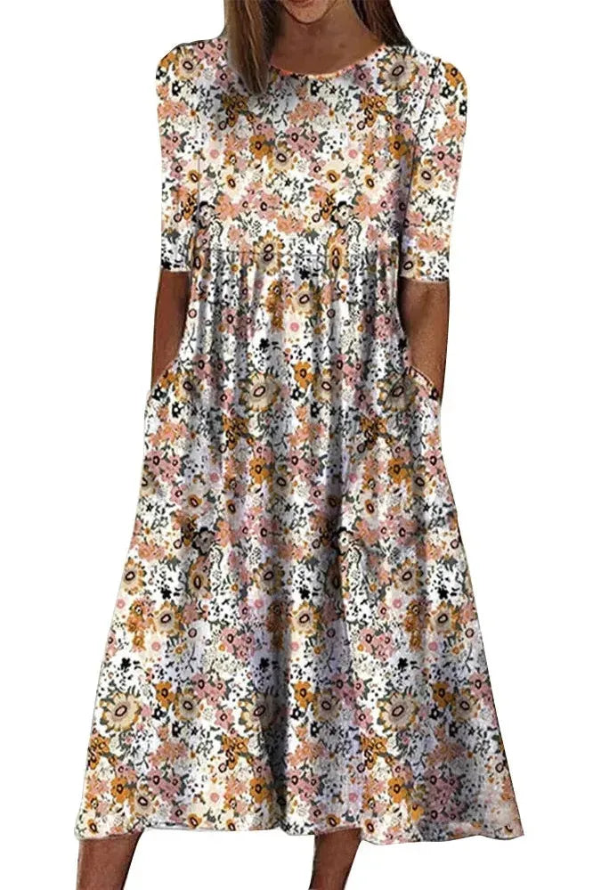 Elegant women's midi dress with front buttons, a flattering and versatile style for day to night wear.