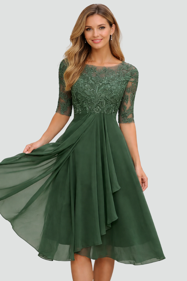 Versatile ladies' fashion midi dress. Elegant evening wear for cocktail parties & special occasions.