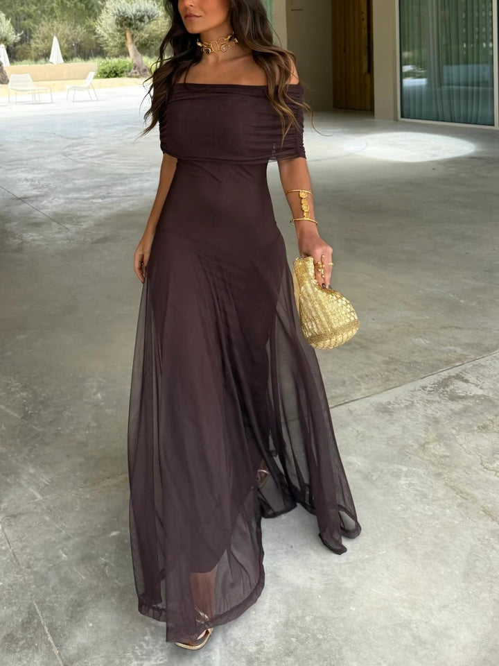 Flowing A-line maxi dress for women, ideal for special occasion parties.
