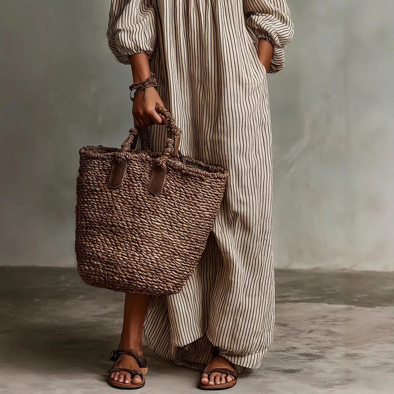 Comfortable off-shoulder summer maxi dress for women, designed with effortless puff sleeves.