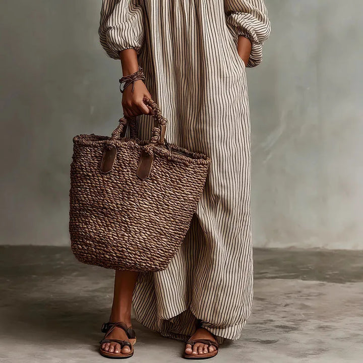 Comfortable off-shoulder summer maxi dress for women, designed with effortless puff sleeves.