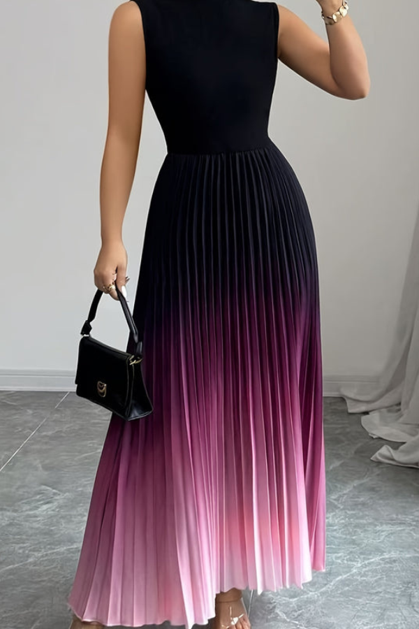 Women's formal ombre maxi dress featuring a chic halter neck and delicate keyhole. Ideal for summer events.