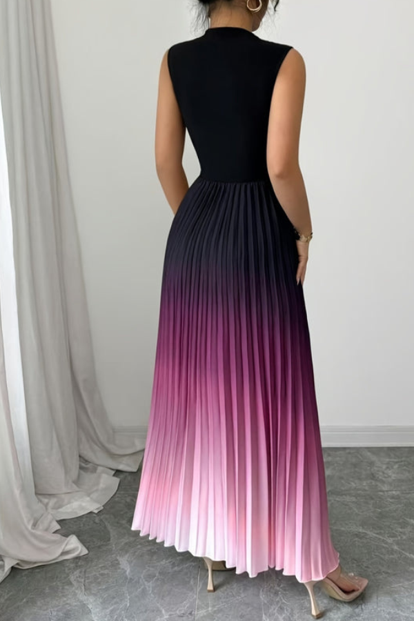 Beautiful women's ombre halter neck vacation maxi dress, showcasing a graceful keyhole cutout and flowing fabric.