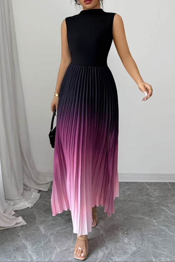 Stylish women's keyhole halter neck maxi dress in an ombre pattern. Perfect elegant choice for formal summer occasions.