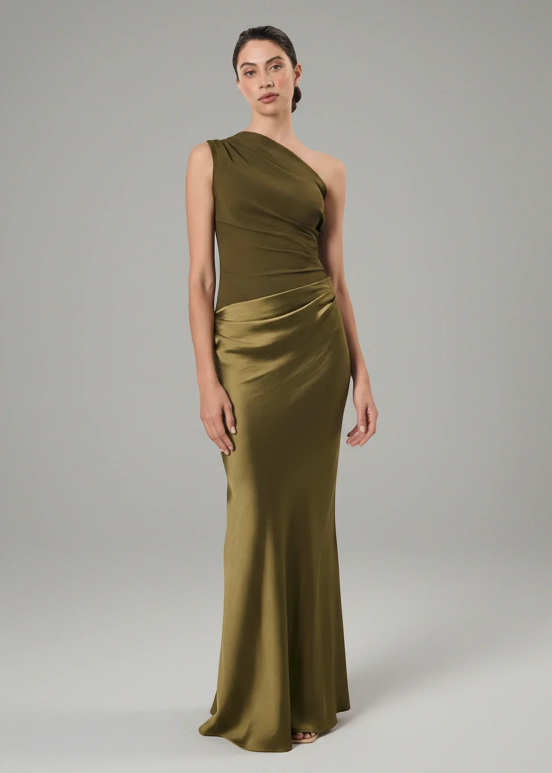 Sky Blue One Shoulder Evening Gown for women. A beautiful, long formal maxi dress perfect for special events.