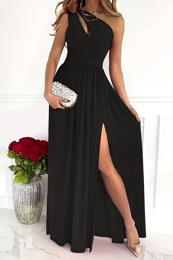 Elegant women's one shoulder maxi dress, perfect for special occasions and parties.