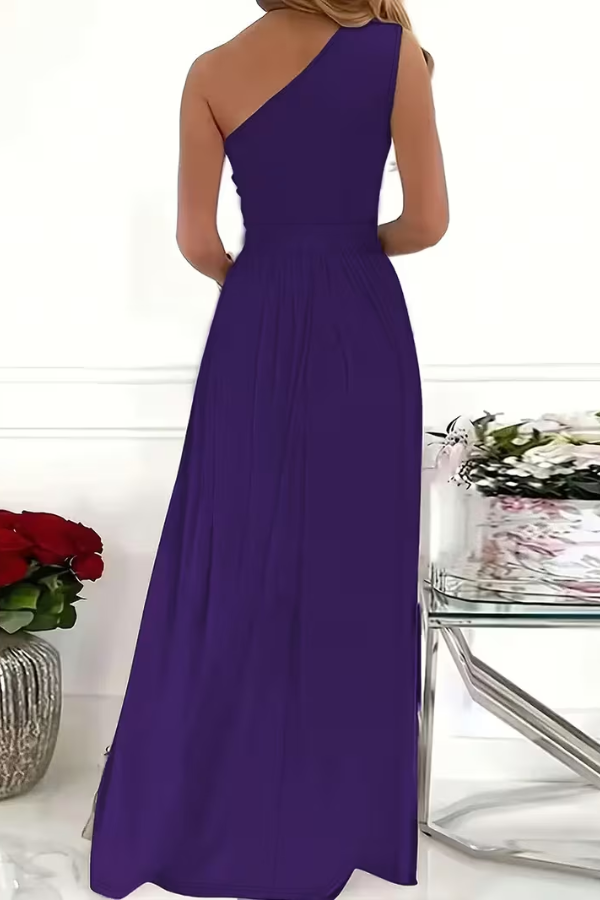 Sleek slim fit one shoulder long dress for women, perfect elegant evening wear.