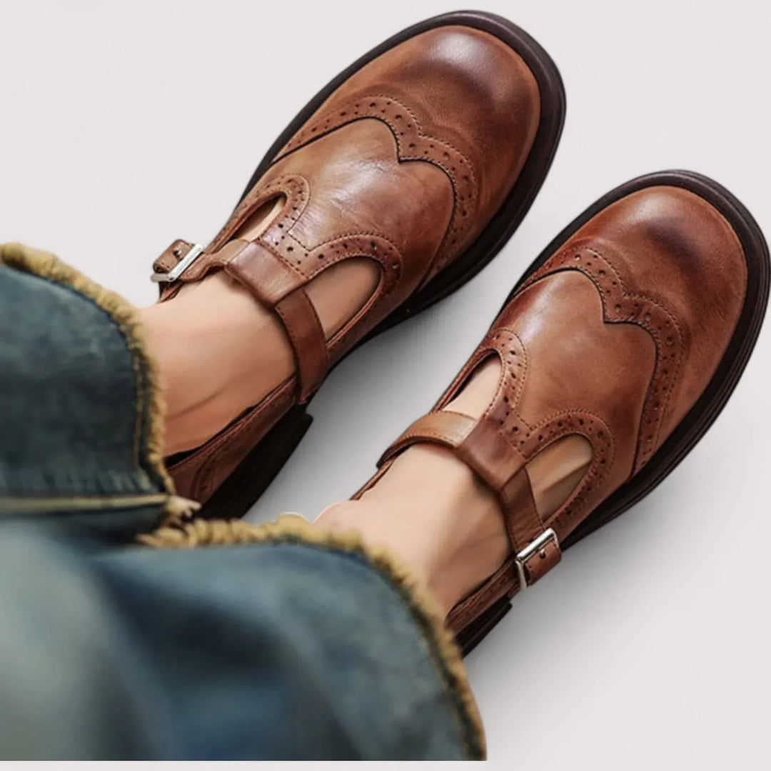 Elegant women's orthopedic Mary Jane comfort shoes with arch support, perfect for casual walking.