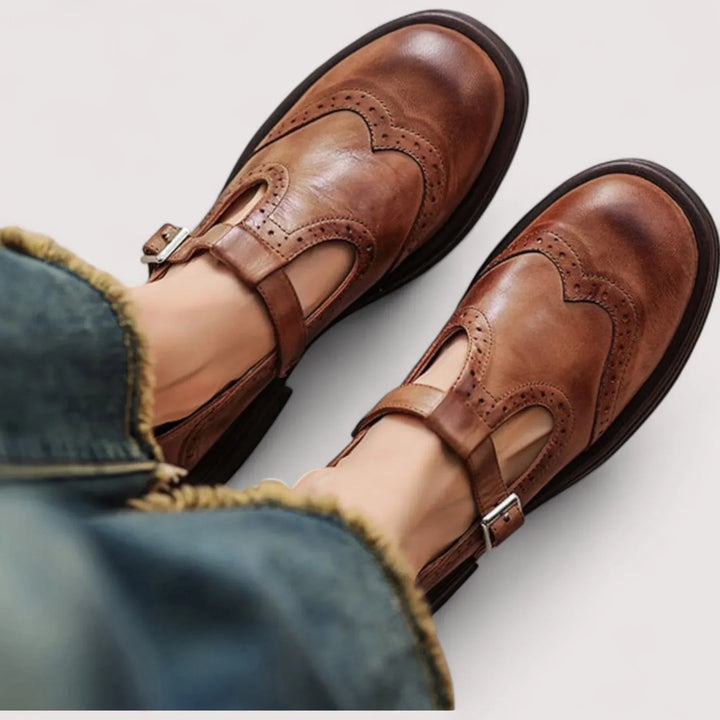 Elegant women's orthopedic Mary Jane comfort shoes with arch support, perfect for casual walking.