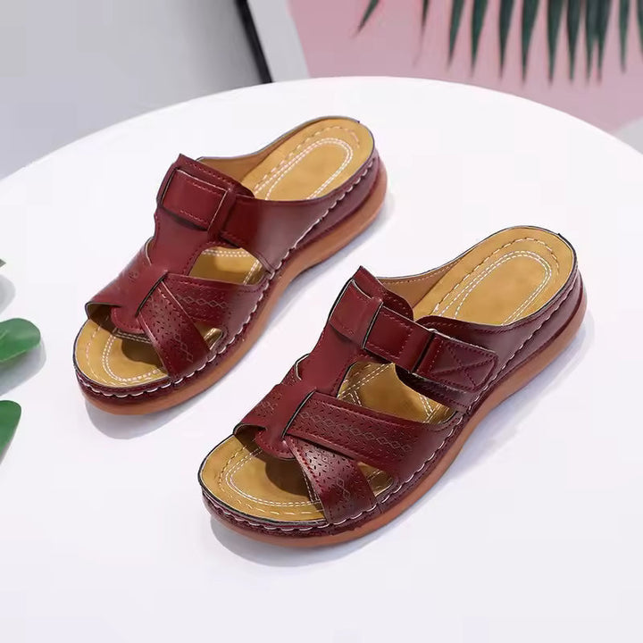 Stylish women's orthopedic comfort sandals with arch support & pain relief for daily wear. Elegant slip-on summer footwear.