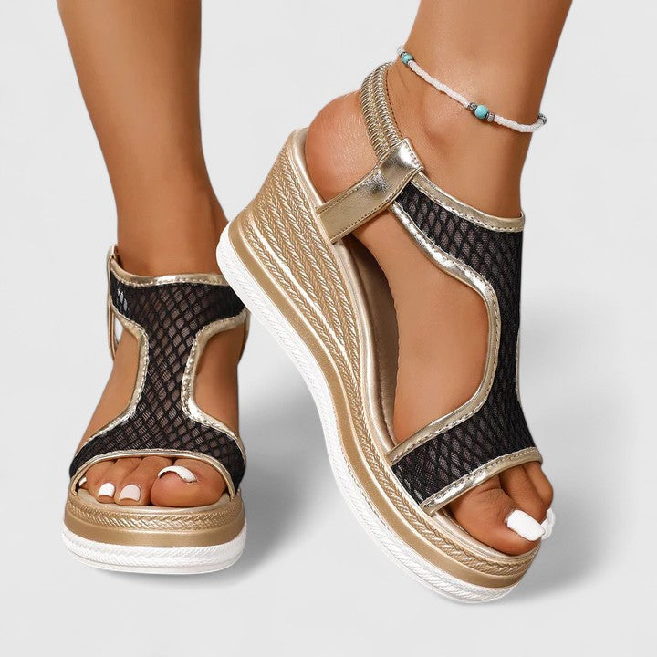Elegant women's summer walking sandals with exceptional arch support and shock-absorbing comfort.