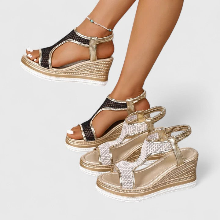 Fashionable women's sandals with orthopedic features, providing pain relief and arch support.