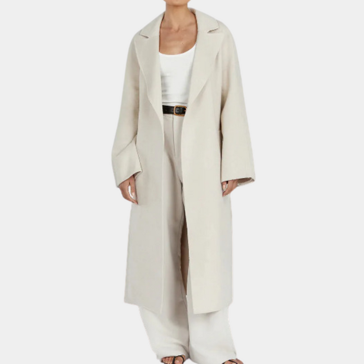 Elegant women's oversized trench coat with a chic belt. Perfect long fall/spring outerwear for a modern look.