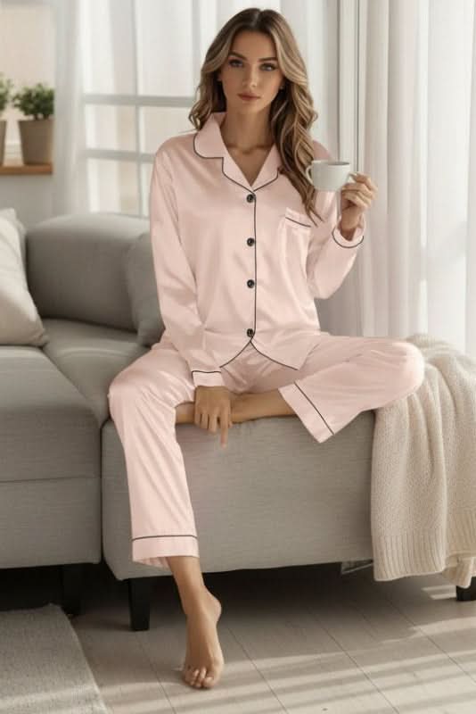 Two-piece elegant women's sleepwear, comfy relaxed fit for ultimate comfort.