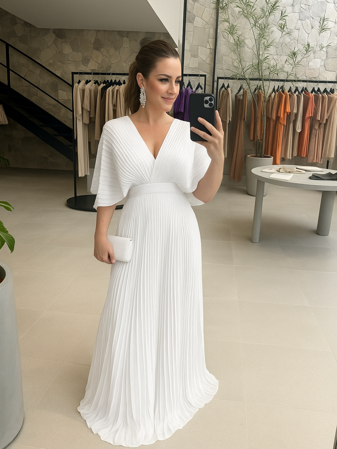 Women's elegant batwing sleeve pleated maxi dress, a versatile choice for formal parties & evening wear.