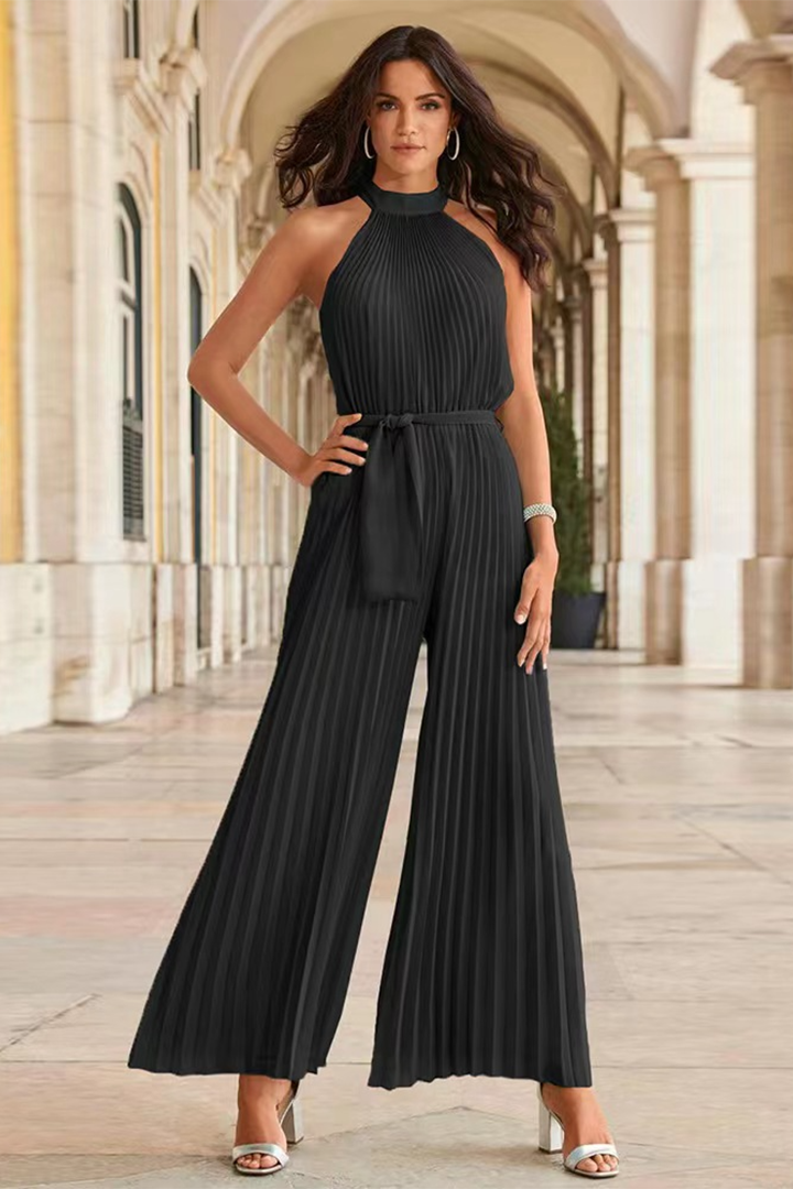 Chic women's pleated jumpsuit, featuring an effortless modern silhouette for everyday fashion.