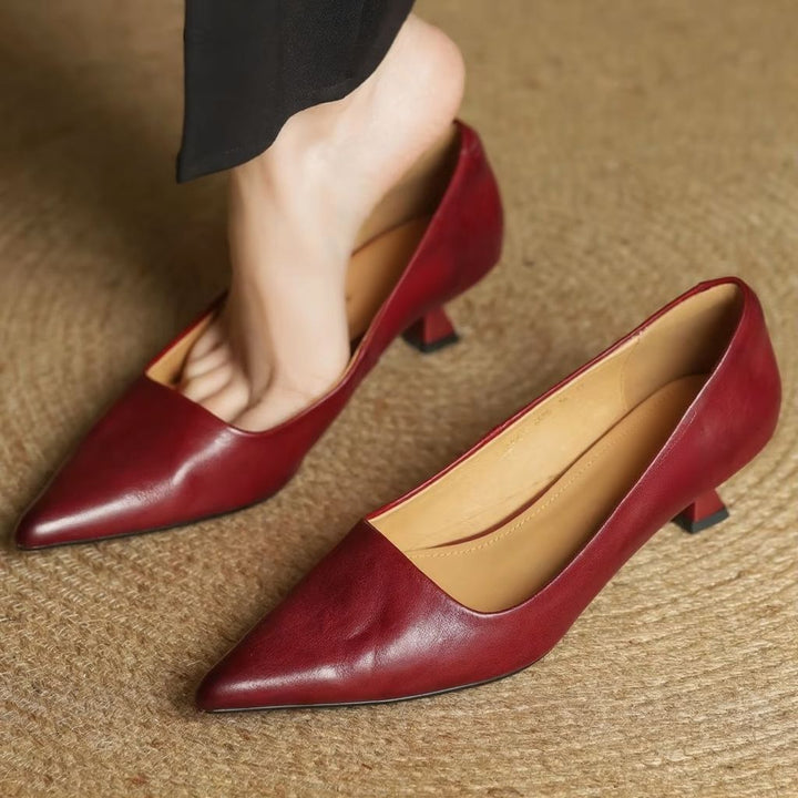 Fashionable women's pointed-toe heels, slip-on style with a thin heel for a chic, modern look.