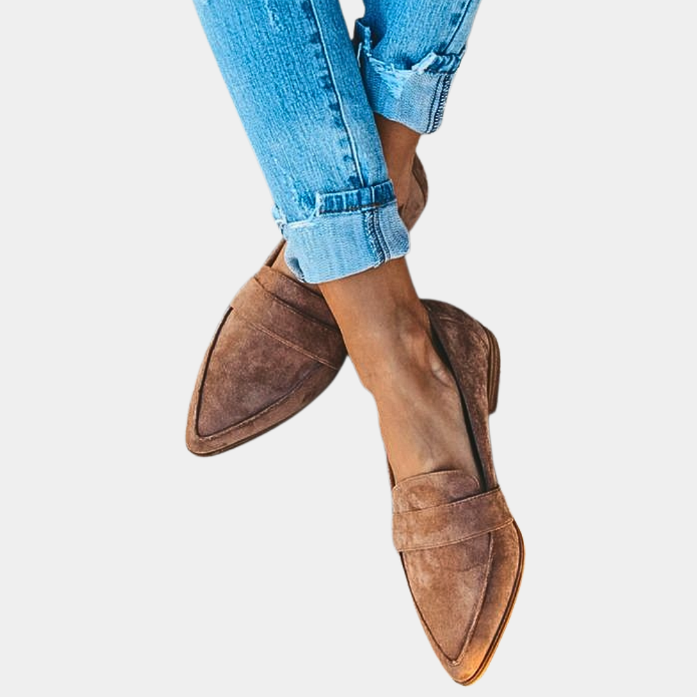 Chic pointed-toe slip-on loafers for women, ideal for elegant everyday wear & walking.