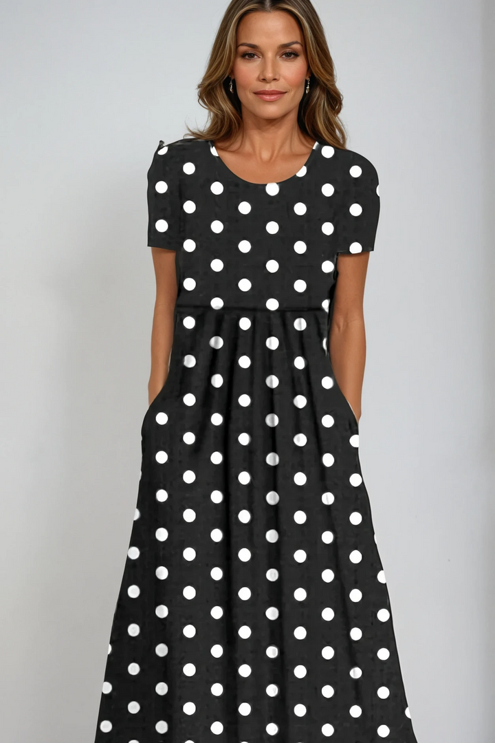 Elegant women's printed maxi dress for timeless style. Perfect long formal dress or evening gown.
