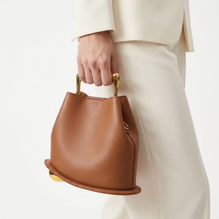 Fashionable women's bucket shoulder bag. Elegant PU leather design with secure hasp closure for a luxury everyday look.