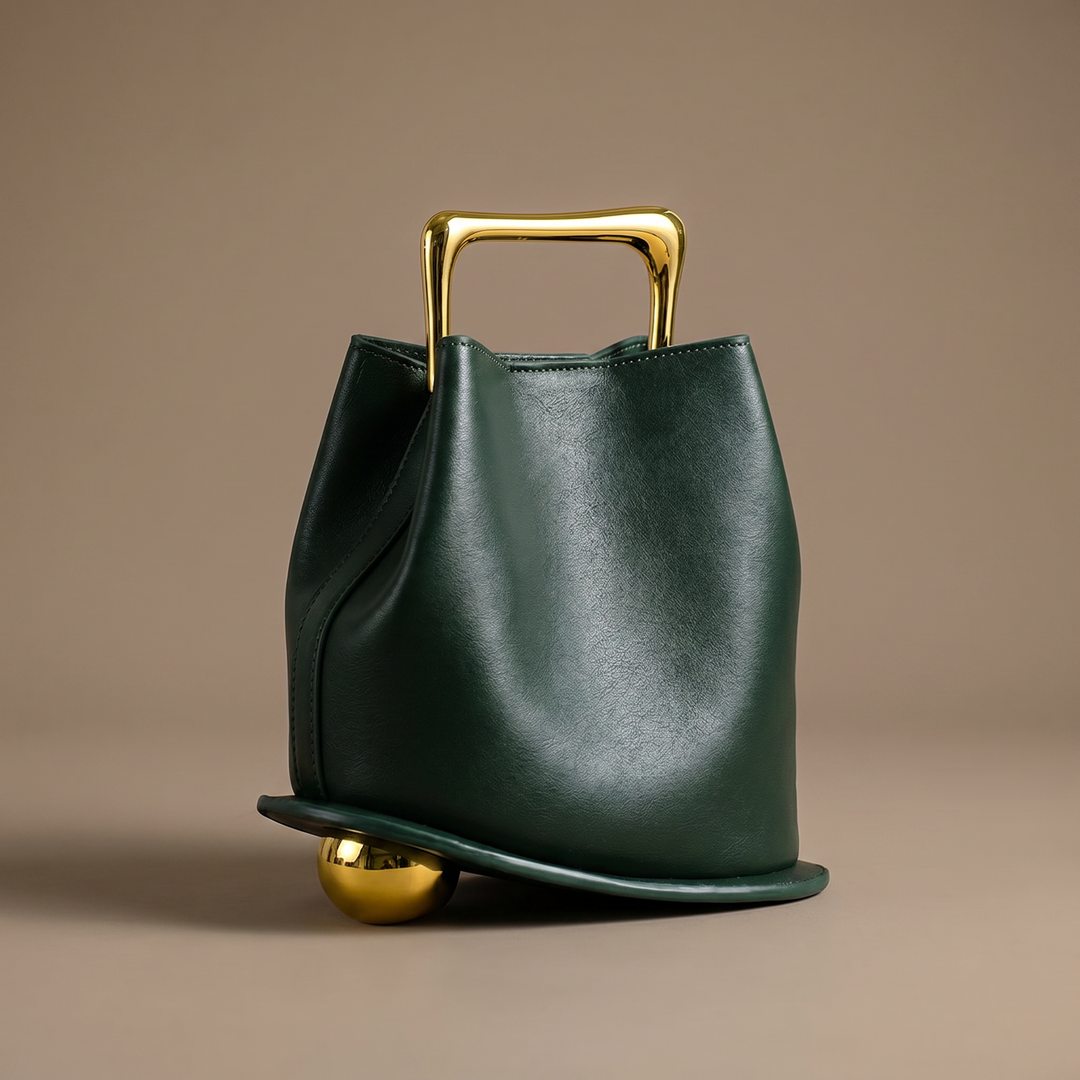 Chic women's PU leather bucket bag, an elegant shoulder accessory for everyday carry. Modern and luxurious style.