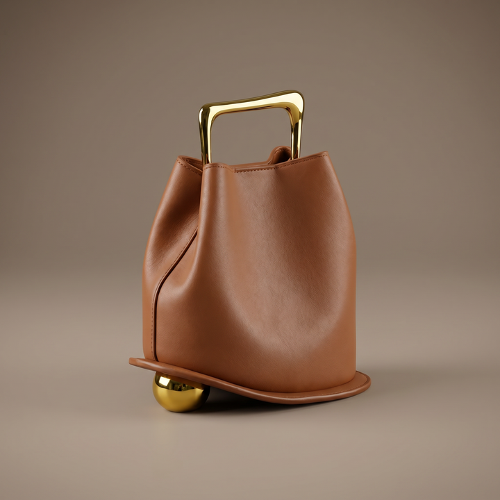 Elegant women's PU leather bucket bag. Stylish shoulder carry with a hasp closure, perfect for daily luxury fashion.