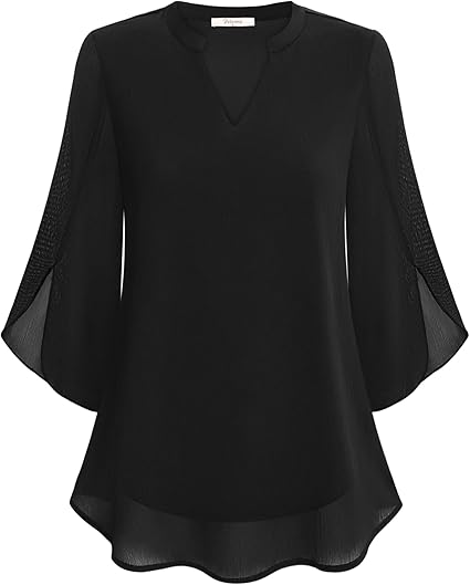 Versatile long sleeve women's blouse. Elegant relaxed fit top for spring fashion or office wear.