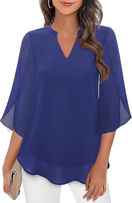 Comfortable women's relaxed fit blouse. Chic long sleeve top for spring, versatile for office & weekend.