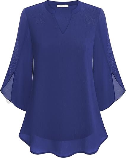 Elegant women's blouse, relaxed fit & long sleeves. Perfect versatile top for stylish office or casual wear.