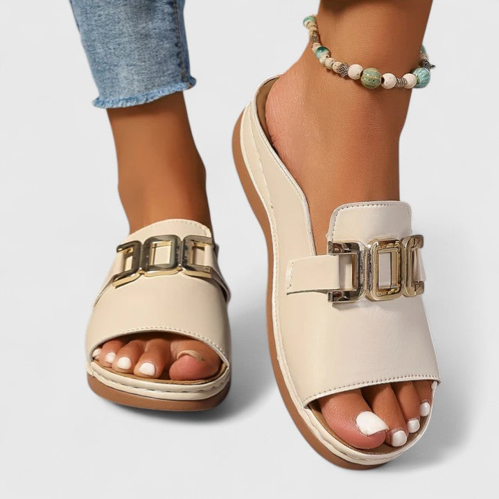 Comfortable flat sandals for women, ideal for daily wear with excellent arch support & anti-slip sole.