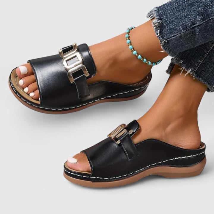Women's fashion sandals: elegant design, anti-slip sole & orthopedic arch support for comfort.