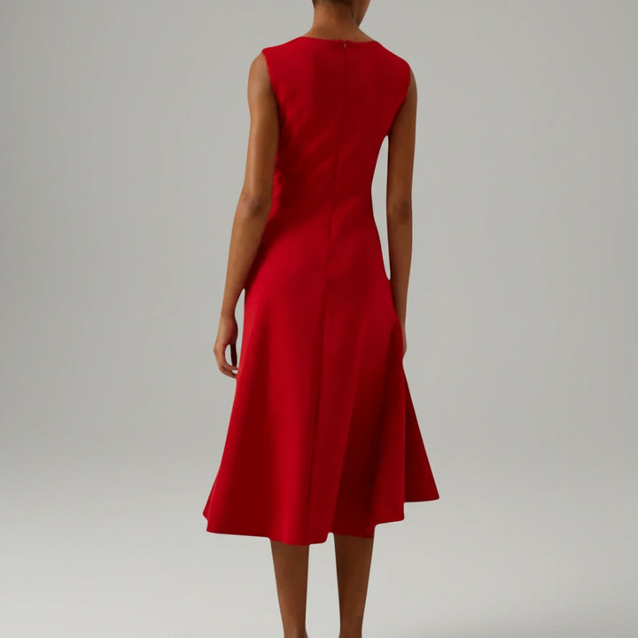 Versatile A-line sleeveless midi dress for women, offering a flattering silhouette for casual or chic styles.
