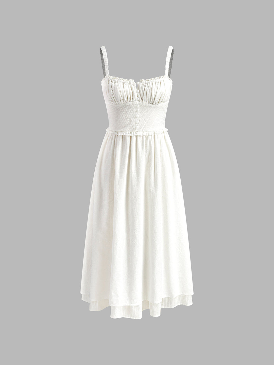 Chic women's sleeveless midi dress with elegant ruffle hem, perfect for summer parties & work.
