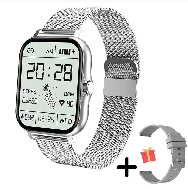 Elegant ladies' smartwatch on a wrist, complementing a daily outfit. Blends style with smart features.