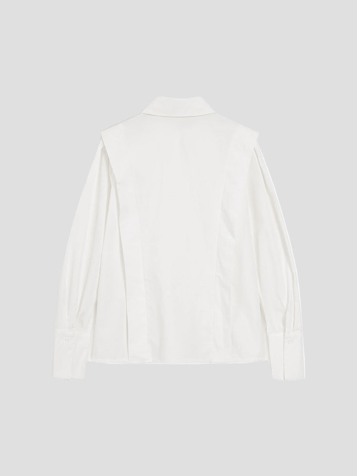 Sophisticated women's square neck blouse. Elegant long sleeve button down shirt, perfect for office or fashion wear.
