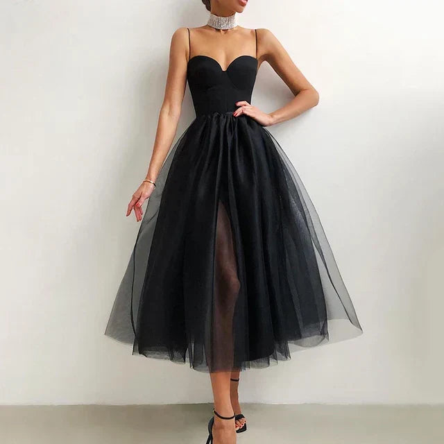 Women's elegant strapless evening gown. Formal maxi dress for special occasions, prom, or black tie events.