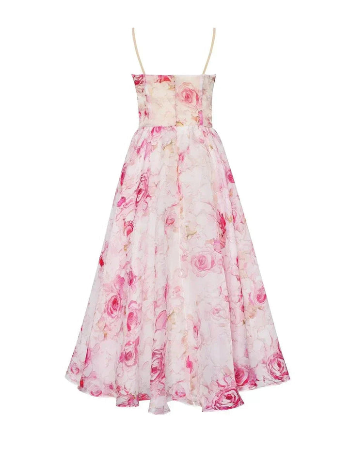 Apricot elegant strapless floral print cocktail dress. Perfect formal wear or special occasion evening gown.