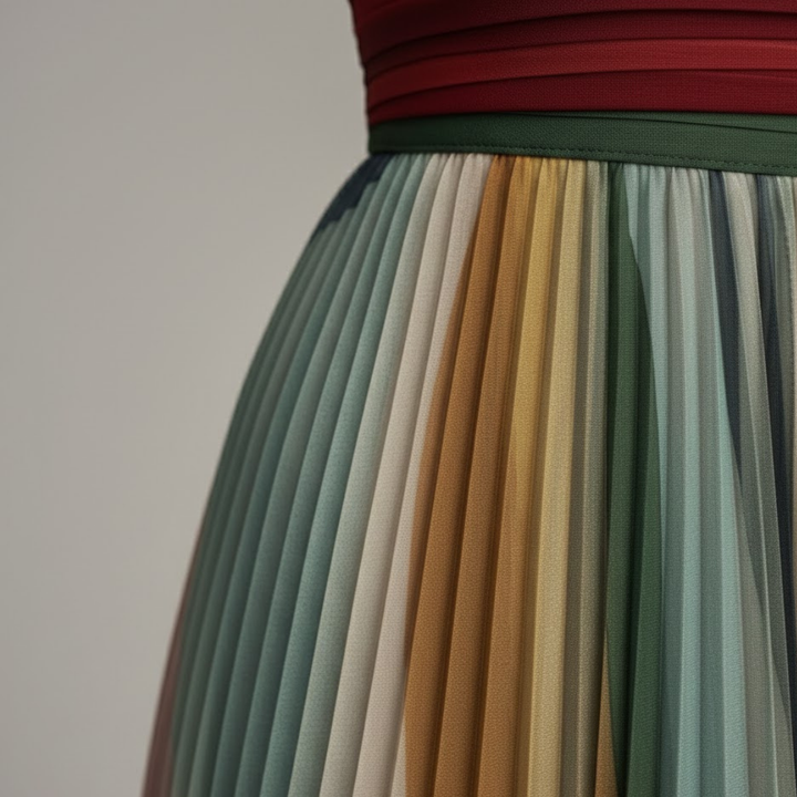 Flowing women's strapless pleated midi dress, a comfortable and elegant summer staple for any party.