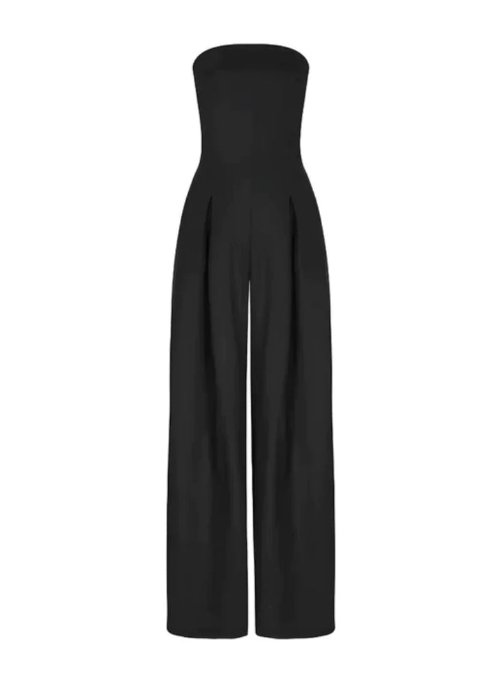 Versatile women's strapless wide-leg jumpsuit. Dress up for formal events or down for elegant casual wear.
