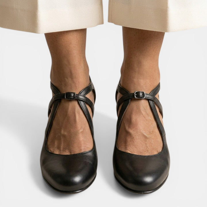 Adjustable T-strap high heel sandals for women, offering a comfortable & formal footwear option.