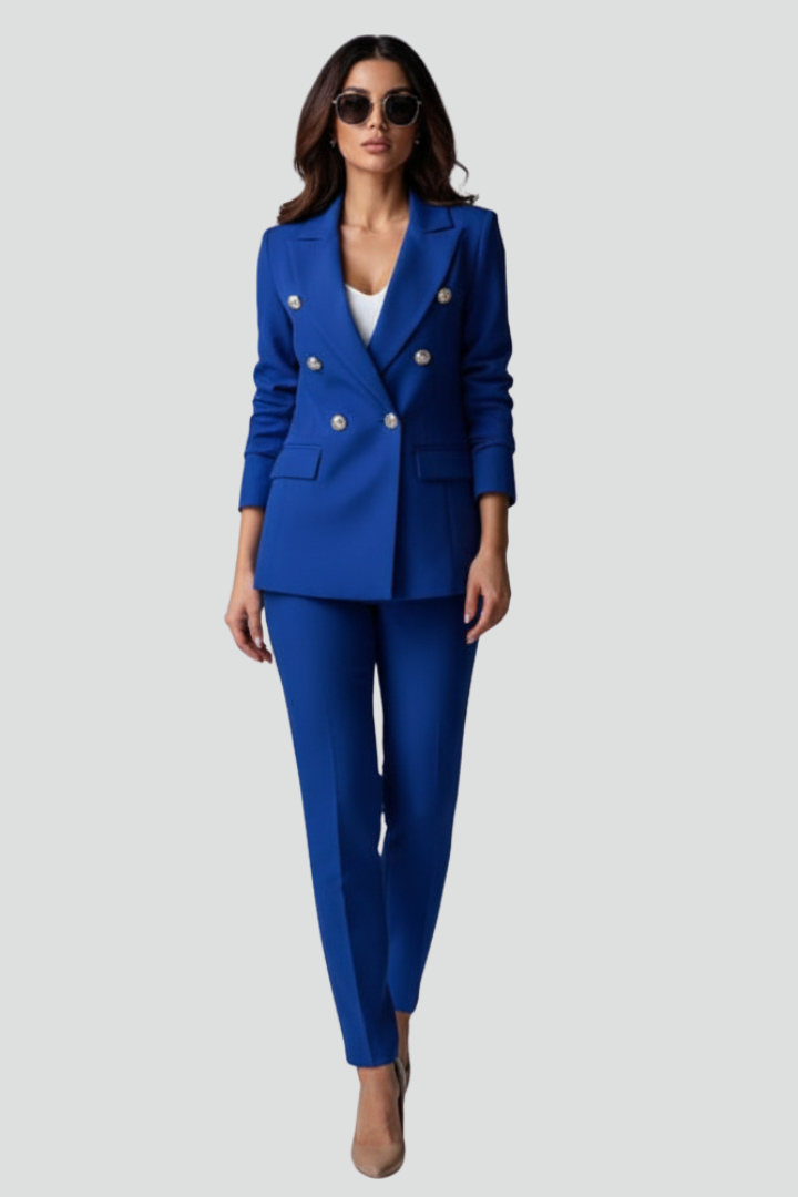 Perfectly tailored women's suit set, elegant blazer & straight trousers for a flattering professional fit.