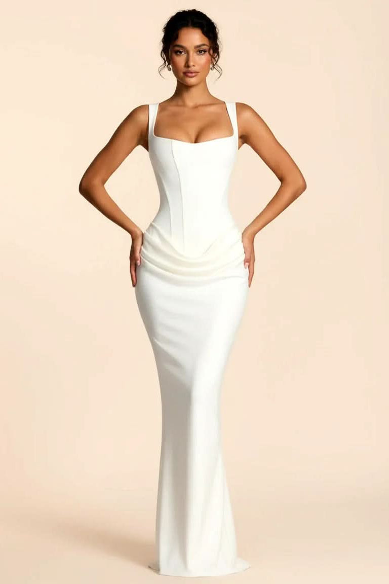 Elegant women's tailored midi dress, perfect for formal occasions & sophisticated parties. Graceful & versatile style.