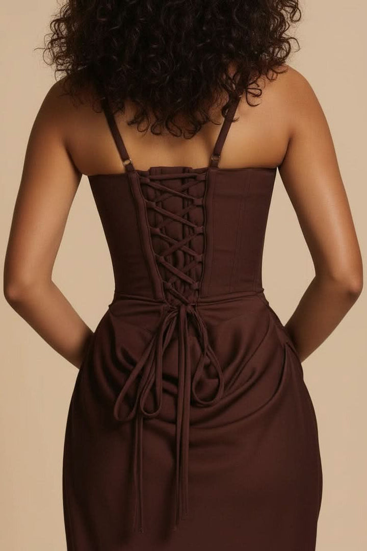 Timeless women's elegant midi dress. A versatile tailored piece for formal events, parties, & summer occasions.