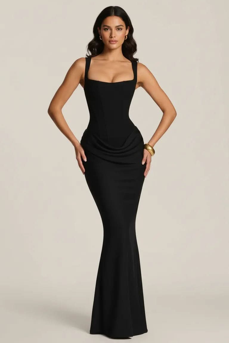 Chic women's formal midi dress, tailored for an elegant look. Perfect for parties, cocktails & special occasions.