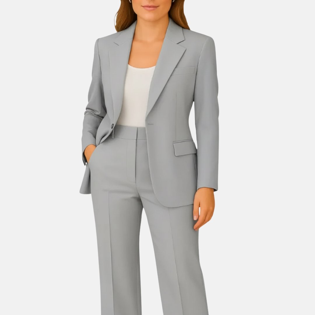Chic women's tailored blazer from a two-piece suit set. Ideal for professional office wear, business, or formal events.