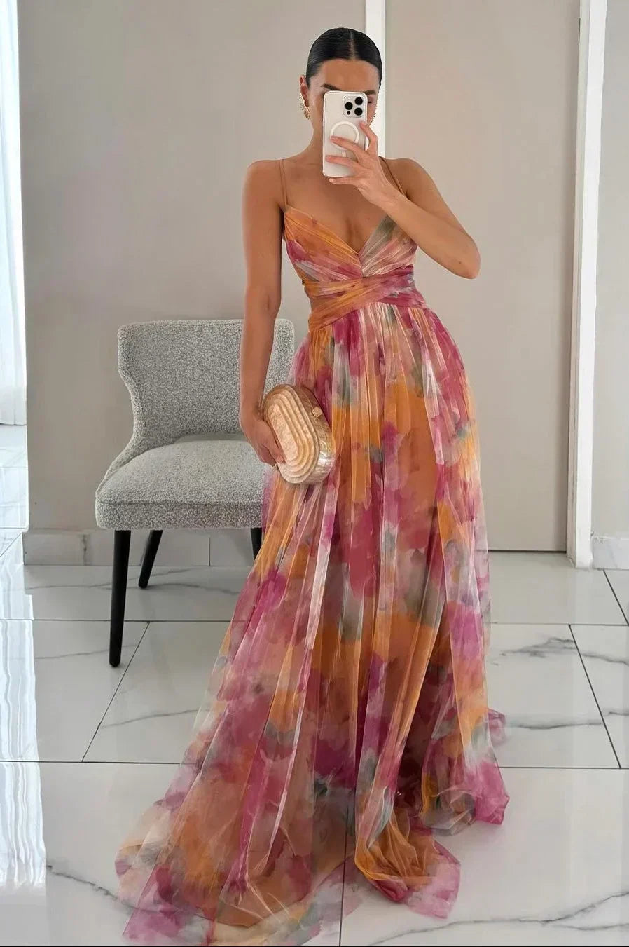 Elegant women's textured maxi dress. Perfect for sophisticated summer style with a flowy, chic design.
